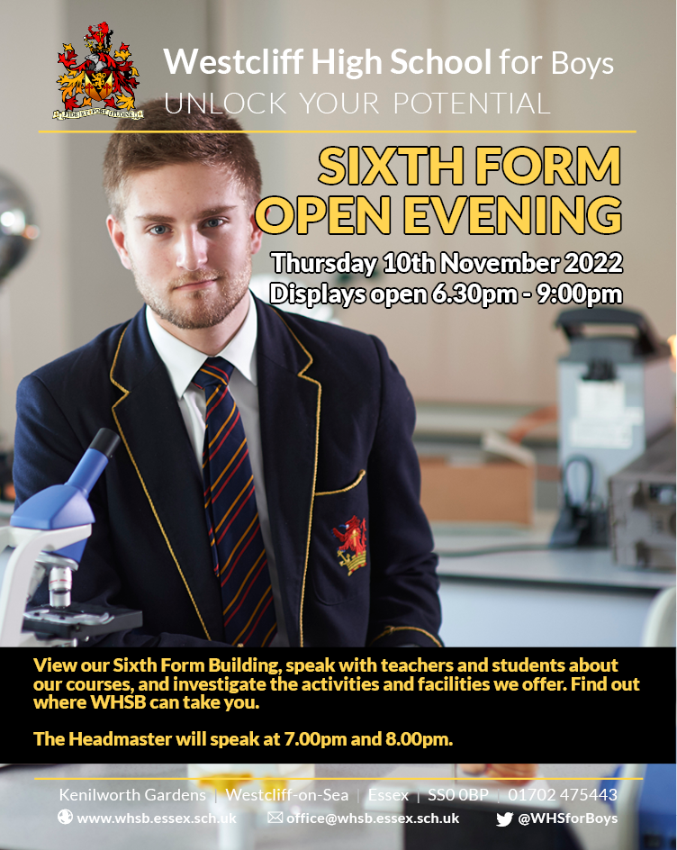 Sixth Form Open Evening 2022 Poster